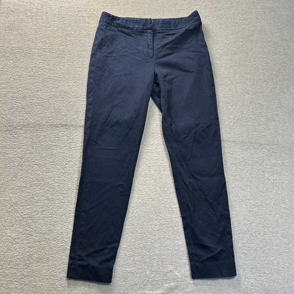 J McLaughlin Ankle Pants Womens 6 Navy Textured Jacquard Slim Career Stretch